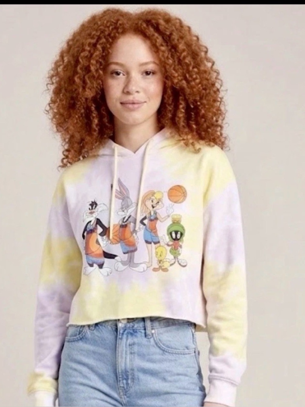 Space Jam A New Legacy Cropped Tie-Dye Hoodie Size L